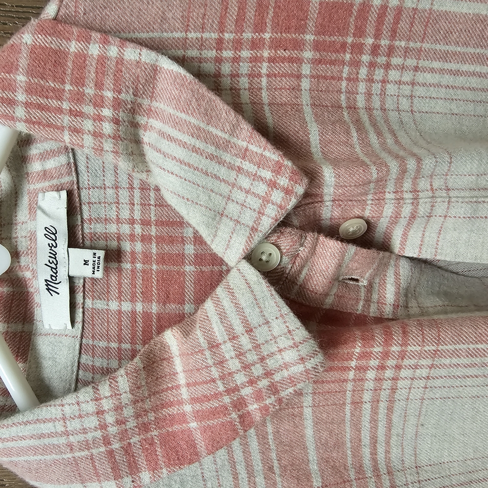 Madewell Pink and Cream Plaid Button Down Shirt